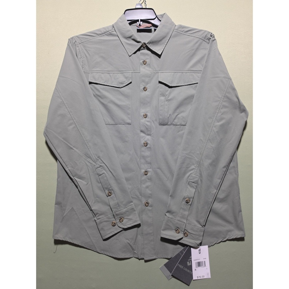 Free Country Sedona Ripstop Long Sleeve Shirt, Sage, Small, New